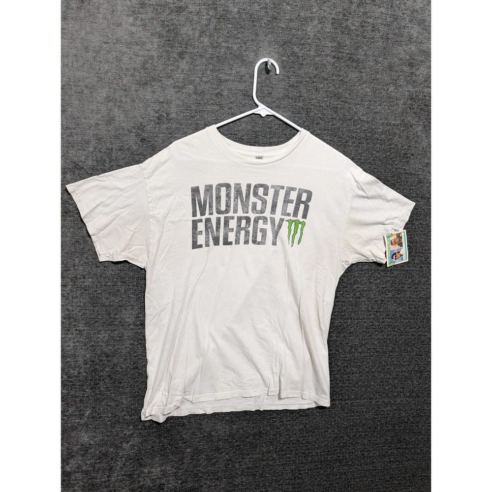 Monster Energy Graphic T-Shirt Mens Large White Short Sleeve Logo Tee 1662